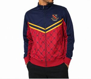 Parish Nation Men's Y2K Full Zip Track Jacket Red Blue Crest Graphic Size Medium